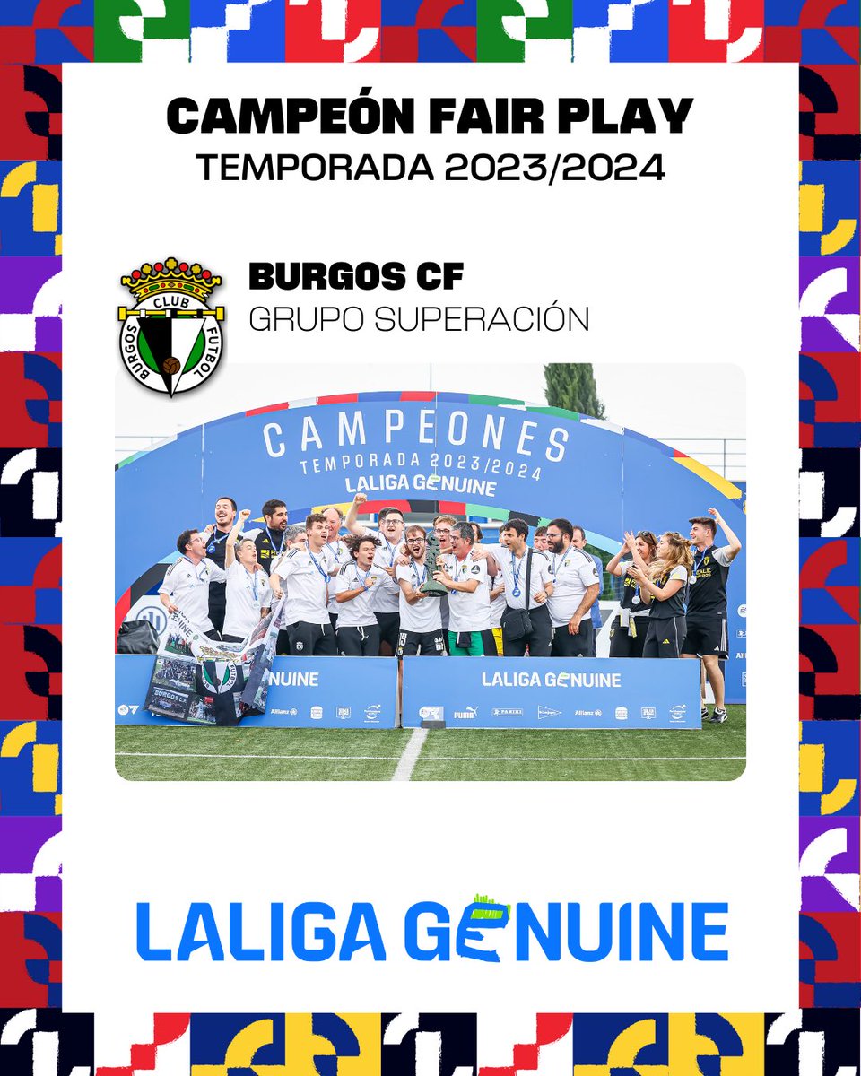 FundacionLaLiga's tweet photo. 🙂 ¡El equipo campeón del Grupo Superación en la clasificación Fair Play de #LALIGAGENUINE es el @Burgos_CF! 👐

GRACIAS por vuestro ejemplo y por vuestros valores. 😍 https://t.co/eXVshK8R7J