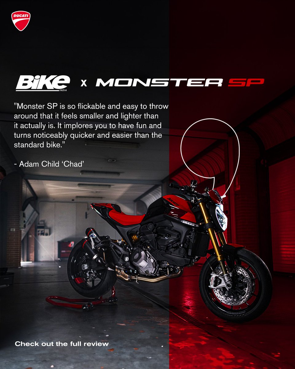 Ducati_India's tweet photo. What made @bikeindia go "At times it seems that Ducati cannot help themselves; they cannot resist the temptation to take a relatively restrained model and pimp it into premium SP spec."?
Check out: https://t.co/JL4CHChoE9
#MonsterSP #DucatiMonsterSP #MadForFun #BikeIndia https://t.co/1r42sn7F5W