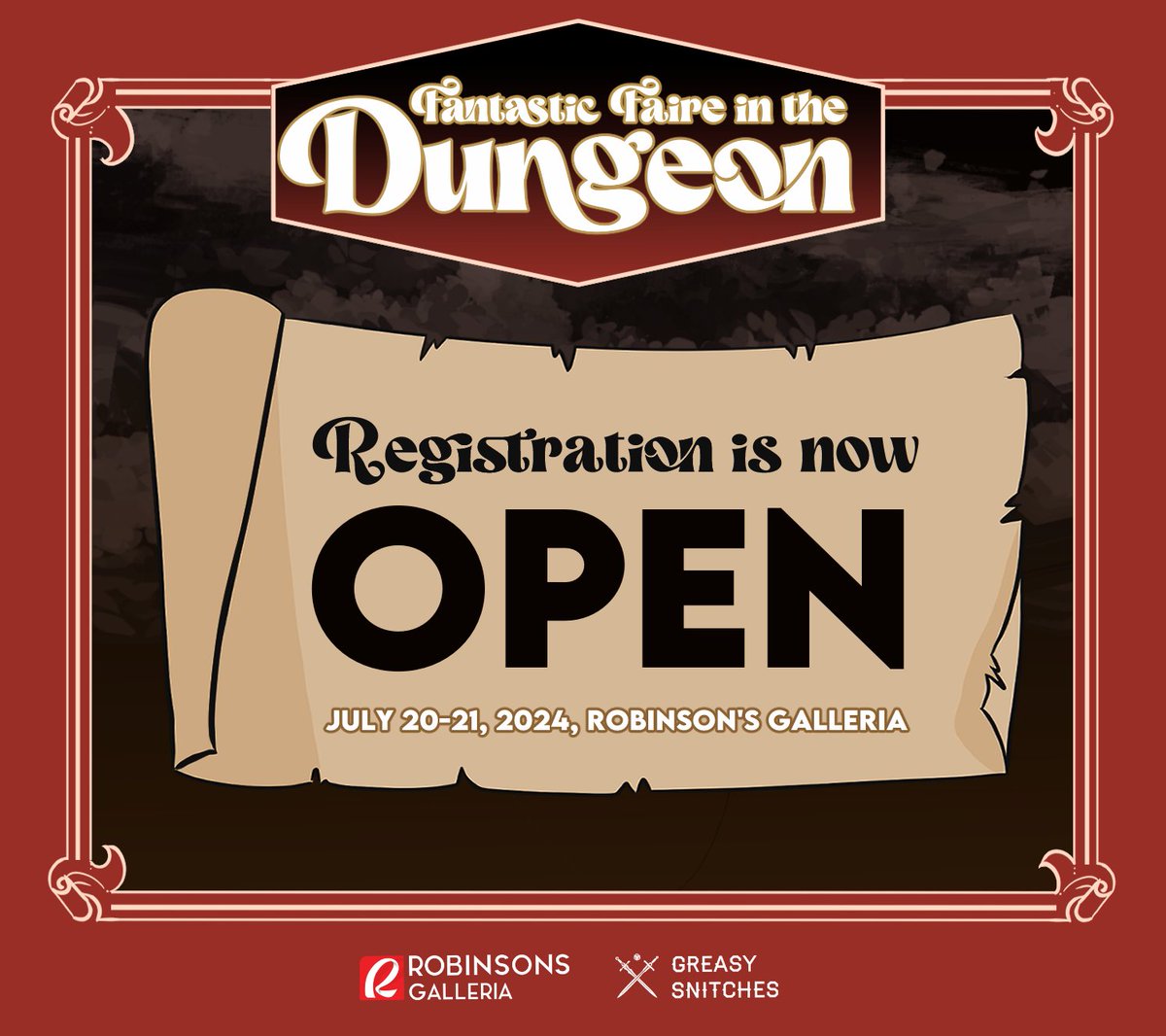 greasysnitches's tweet image. Registration for the Greasy Snitches' Fantastic Faire in the Dungeon is OPEN NOW! ➡️ greasysnitches.com/events/upcomin…

Don't miss out on this two day event filled with adventure and magic!  #GSFF #DungeonsAndDragons #MagicTheGathering #RobinsonsGalleria