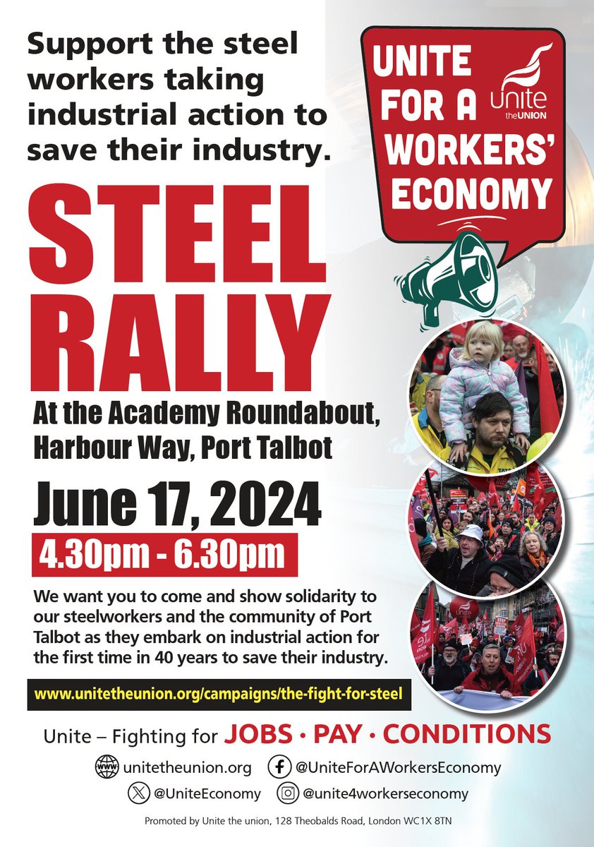 UniteSharon's tweet image. .@unitetheunion and its members will not tolerate @TataSteelUK bully boy tactics. 

The company is trying to hold the country to ransom, while needlessly throw thousands of workers on the scrapheap. @UniteEconomy

Support our steel workers ⤵️ #UKSteel