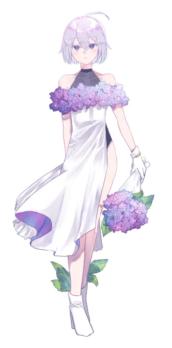 osapiさん[ ]発案で「テーマに沿ったラフを描いて交換し合い、線画から着色までを自分でやる」企画をやりました! めちゃくちゃ楽しかったです! テーマ:紫陽花 ←ラフ:osapiさん|線画着色:rocu→