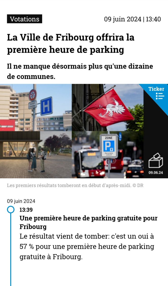 La politique dogmatique et irréaliste de la Ville de Fribourg sur la mobilité est enfin freinée par le peuple qui accepte la première heure de parking offerte.

Les commerçants, restaurateurs et artisans seront les grands gagnants de cette décision.