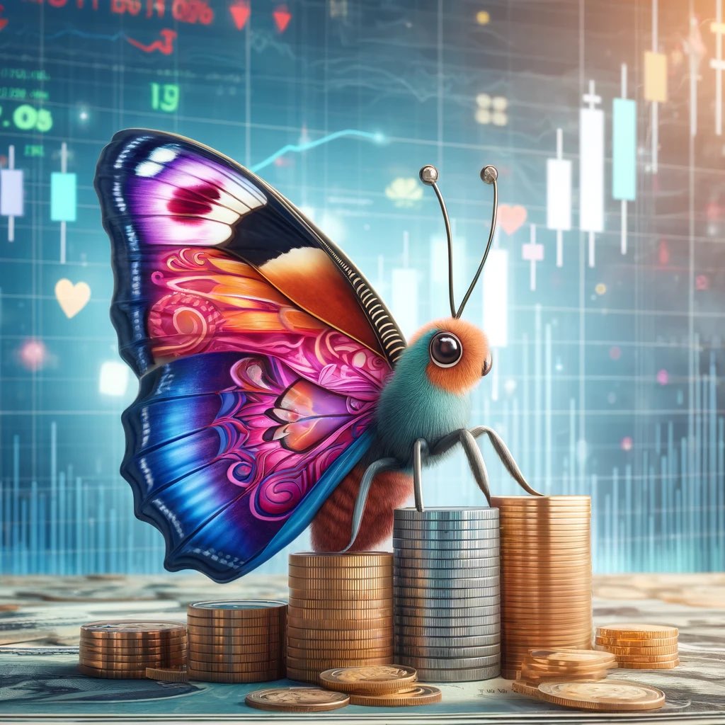On the wings of speculation, the butterfly dances over charts and coins, carrying with it the volatile dreams of wealth in a constantly metamorphosing market.💵🦋

🦋pancakeswap.finance/swap?outputCur…

💹 poocoin.app/tokens/0xaa44d…