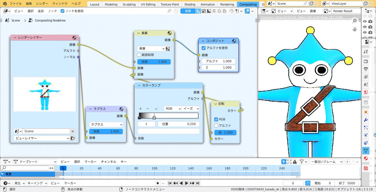 MU640's tweet image. #Blender勉強中 #Blender3
コンポジット版の輪郭線。現状は背面法のと特にレンダリング時間変わらなかった…両方オンでも線なしでも変わらないレベル。それよりもスクリーンスペース反射がオンだと２倍時間かかったのでこれはなるべく使わない。ＡＯとブルーム両方オンでも特に変わらなかった今の所。