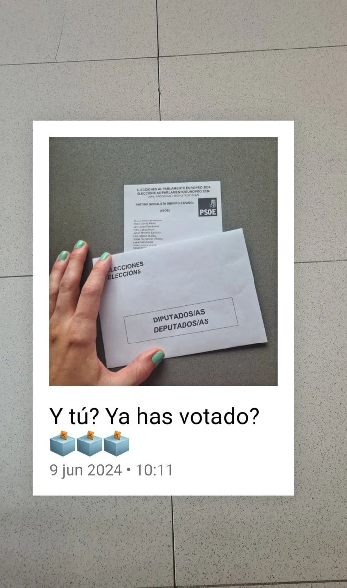 uxia_tizon's tweet photo. Y tú? Ya has votado? 🗳🗳🗳
#9Jun24 https://t.co/ce9wrutdkp