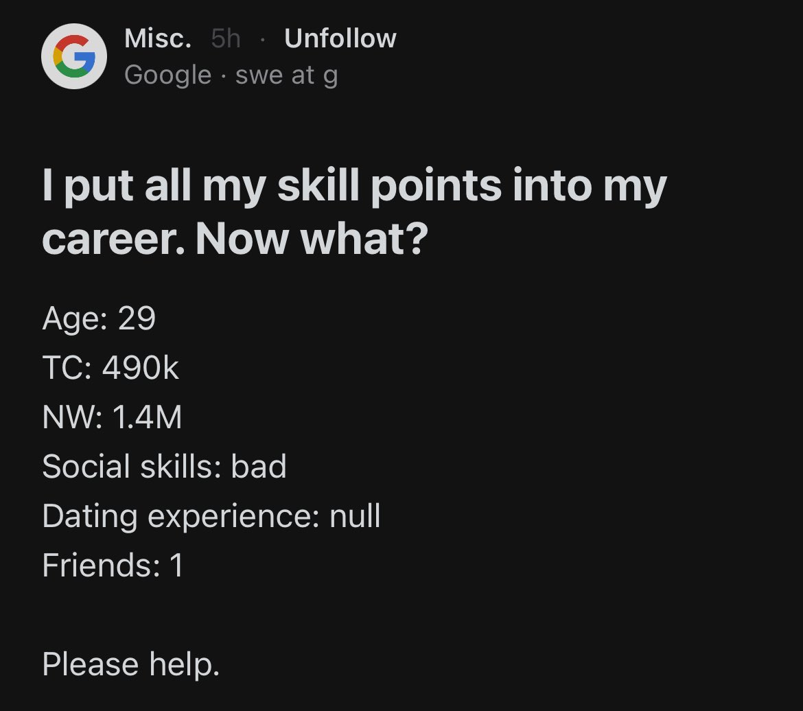 aakashg0's tweet image. This is the reality of many of those career trajectories you’re jealous of.

You’re doing just fine.