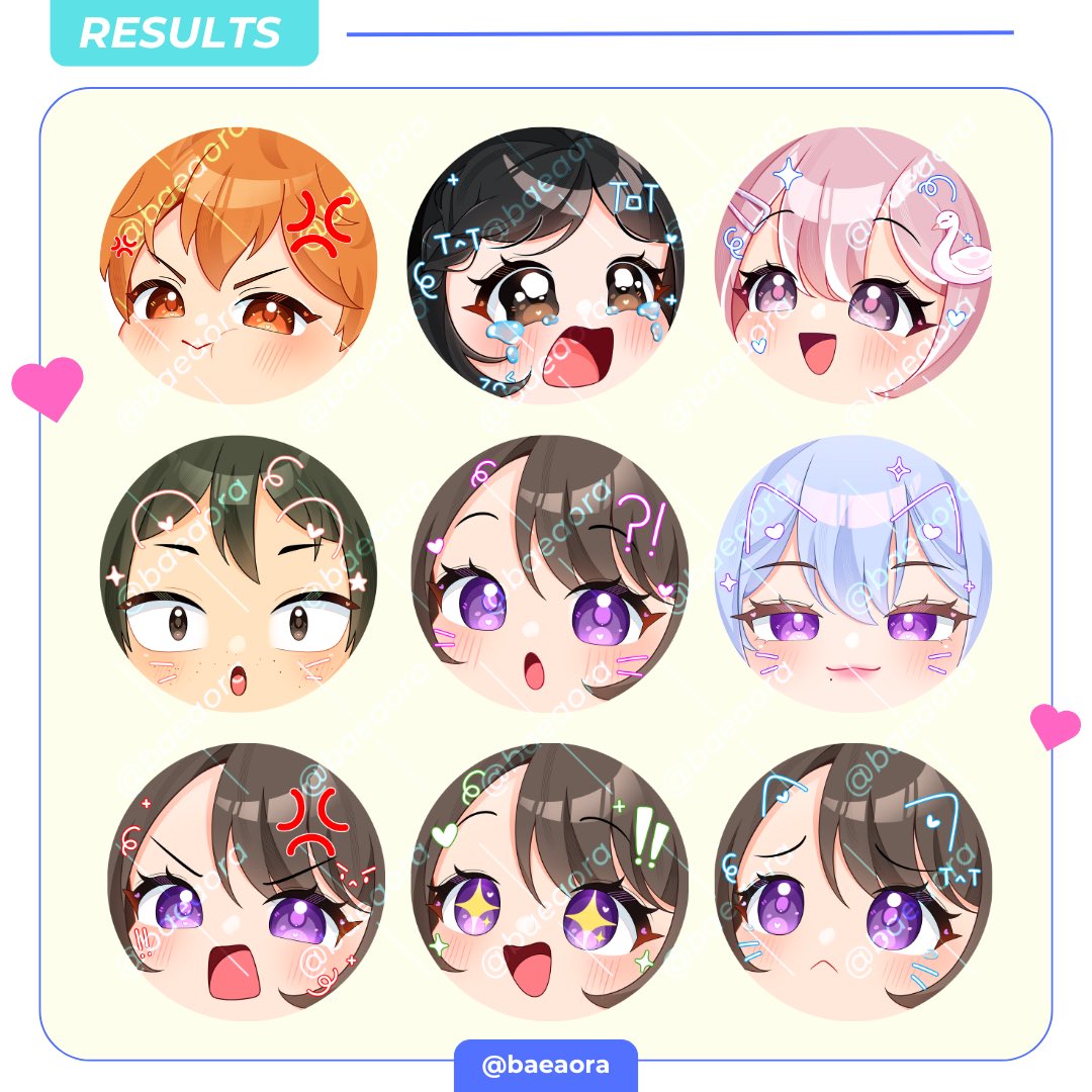 baeaora's tweet photo. 🩵 CHIBI CLOSE UP CMS RESULTS ⋆ ★

Thank you so much for trusting me!! 

#aora_comms #VGen https://t.co/SkSu0eiTjU