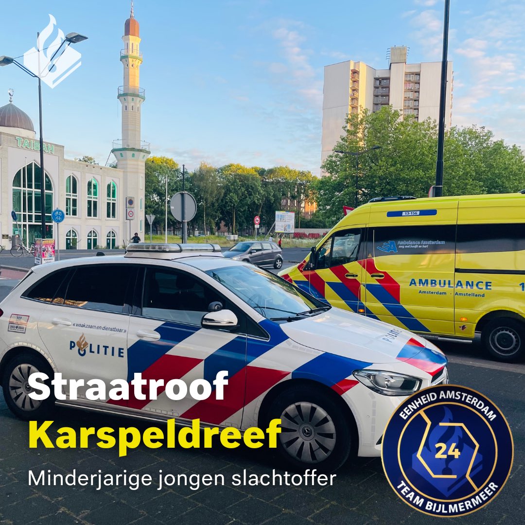 Op zaterdag 8 juni, omstreeks 20:30 uur, vond een straatroof plaats op de Karspeldreef nabij het metrostation Kraaiennest. Een minderjarige jongen werd hiervan het slachtoffer.