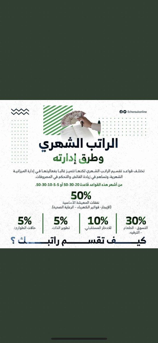0jb5_'s tweet photo. @Fahad_Y2 اذا ماعليك قروض تكفيك 8 الاف 
قبل النظر الى الراتب يجب التعامل 
بإحدى الطُرق https://t.co/K0F0vQZtsw