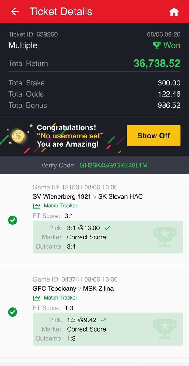 GreatA5512's tweet photo. Winning Ticket Back to Back Win 🏆 
Make a Great  Look Back and See The Great Winning Behind  ✨🪀 

Big Congratulations to all my winners 

We Stand together to be United 💷  Let’s all prepare For next fixed match. https://t.co/n86mN3y072