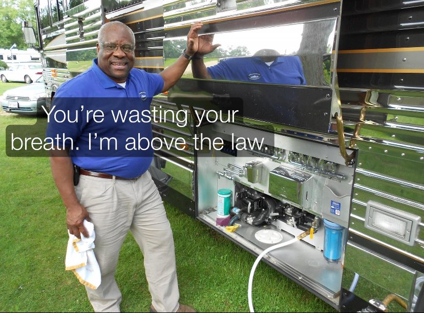 AnnieForTruth's tweet image. Clarence Thomas has been bought and paid for. He’s a lying, unethical, sexual predator that needs to go. 😡