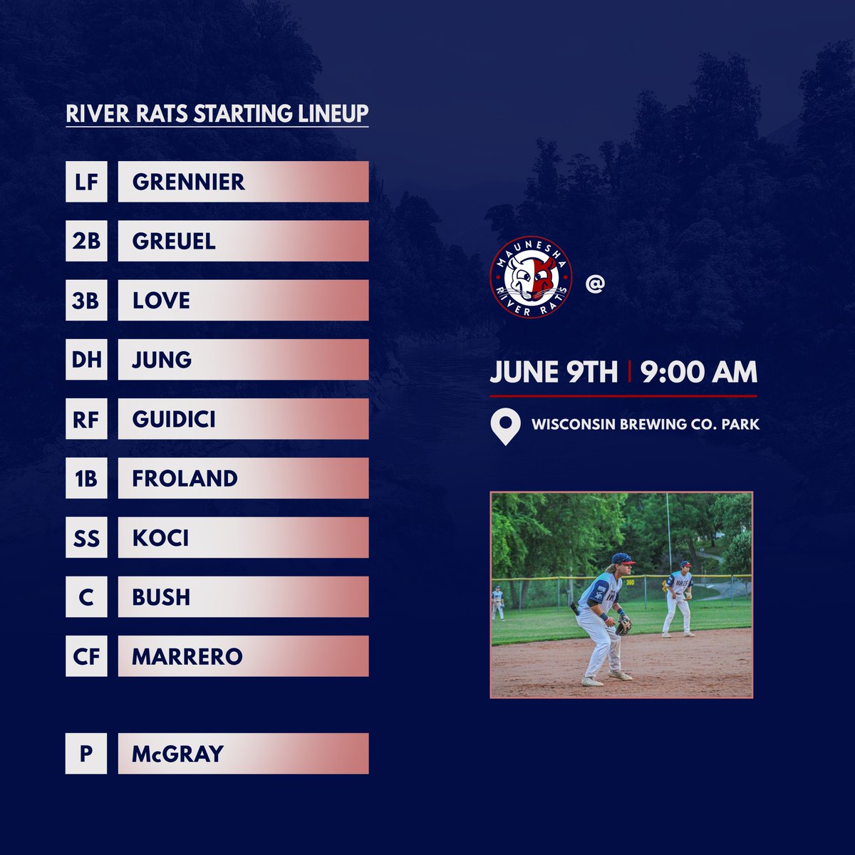 Game 1 Starting Lineups for the Bums and River Rats!

First Pitch @ 9 AM.