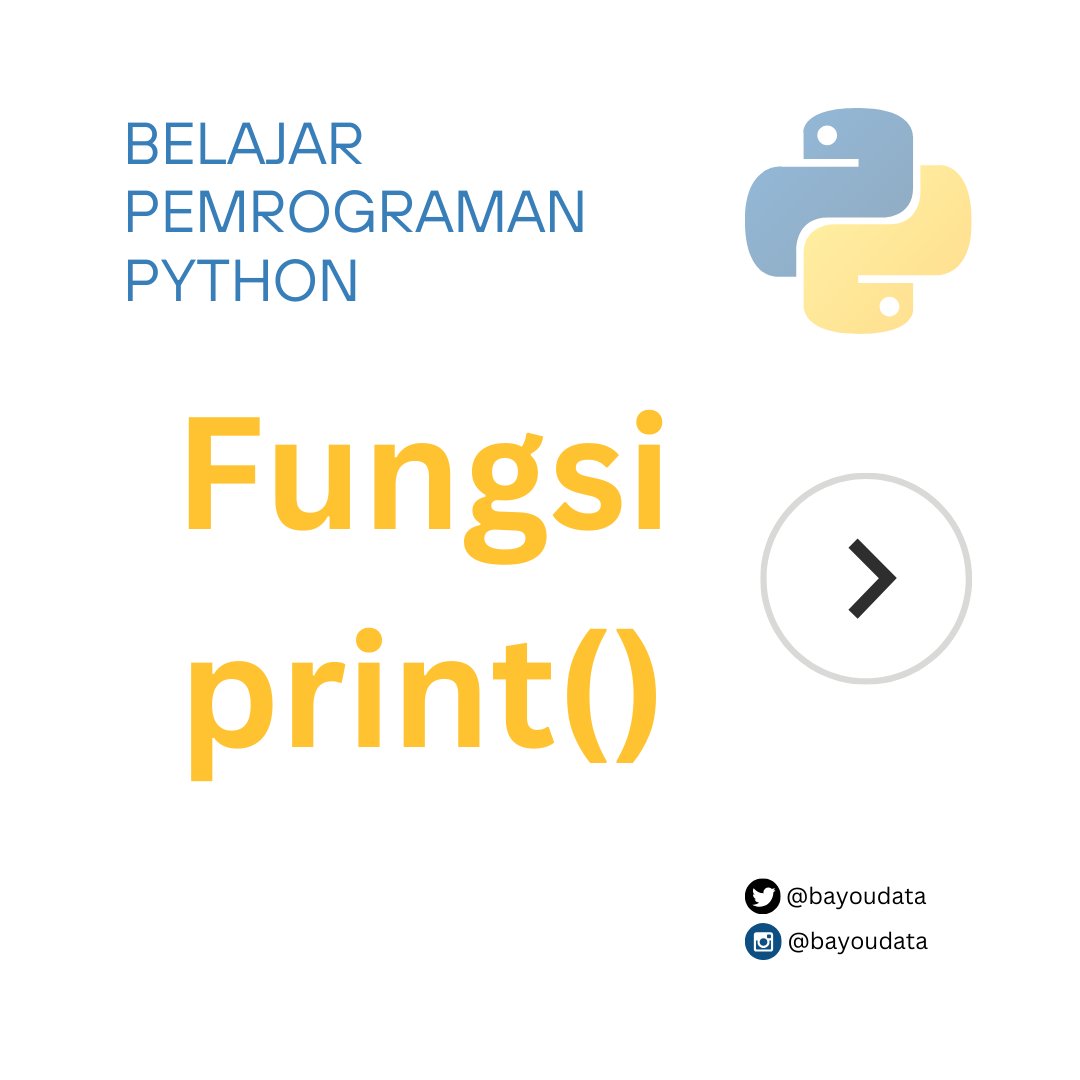 bayoudata's tweet image. Apa itu fungsi print di dalam bahasa pemrograman python? Belajar yuk!
link course python di udemy:
udemy.com/course/kursus-…
#python #belajarpython #pemrogramanpython #pemrograman #bahasapemrograman #bahasapython