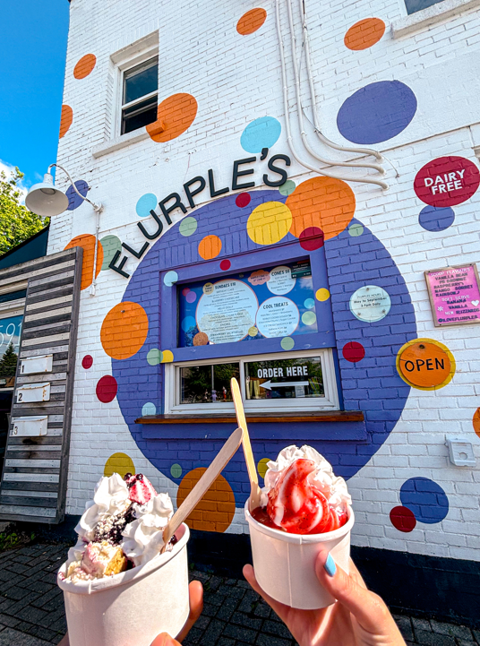 SudburyTourism's tweet photo. Summer vibes and sweet vegan treats at Flurples! Now open for the season, Flurples is the ideal destination for afternoon ice cream! 🍦 Stop by Cosmic Dave's right next door on your way by!

 #DiscoverSudbury #Flurples #VeganTreat https://t.co/BlhMsntdzr