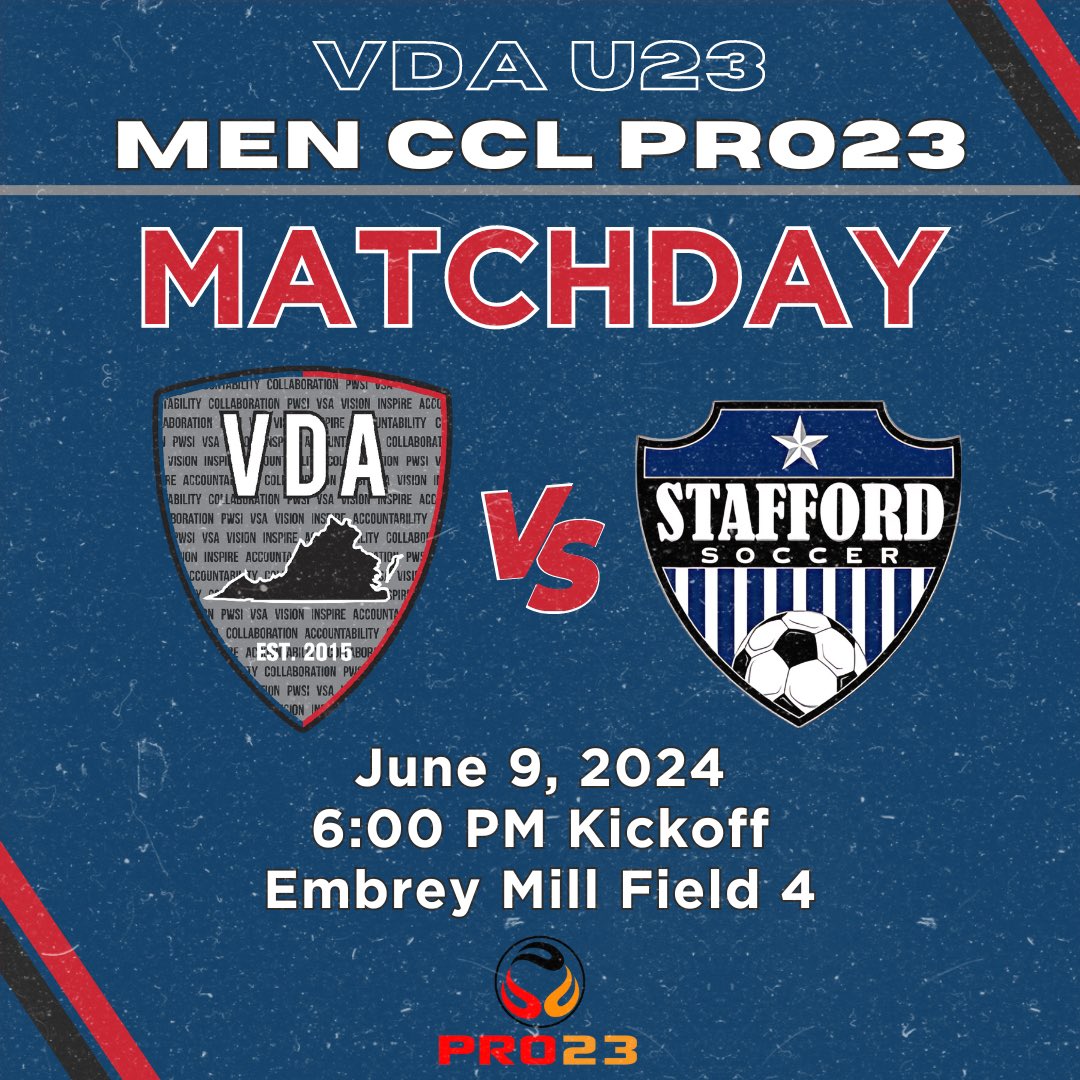 vdasoccer's tweet photo. CCL Pro23 Matchday!
Catch our u23 teams in action today! Our women’s team will be hosting Baltimore Armour at Howison Park. Our men’s team will be traveling to Stafford for their first match of the season.
#LetsGoVDA #Pro23 https://t.co/4pcDgVlGue