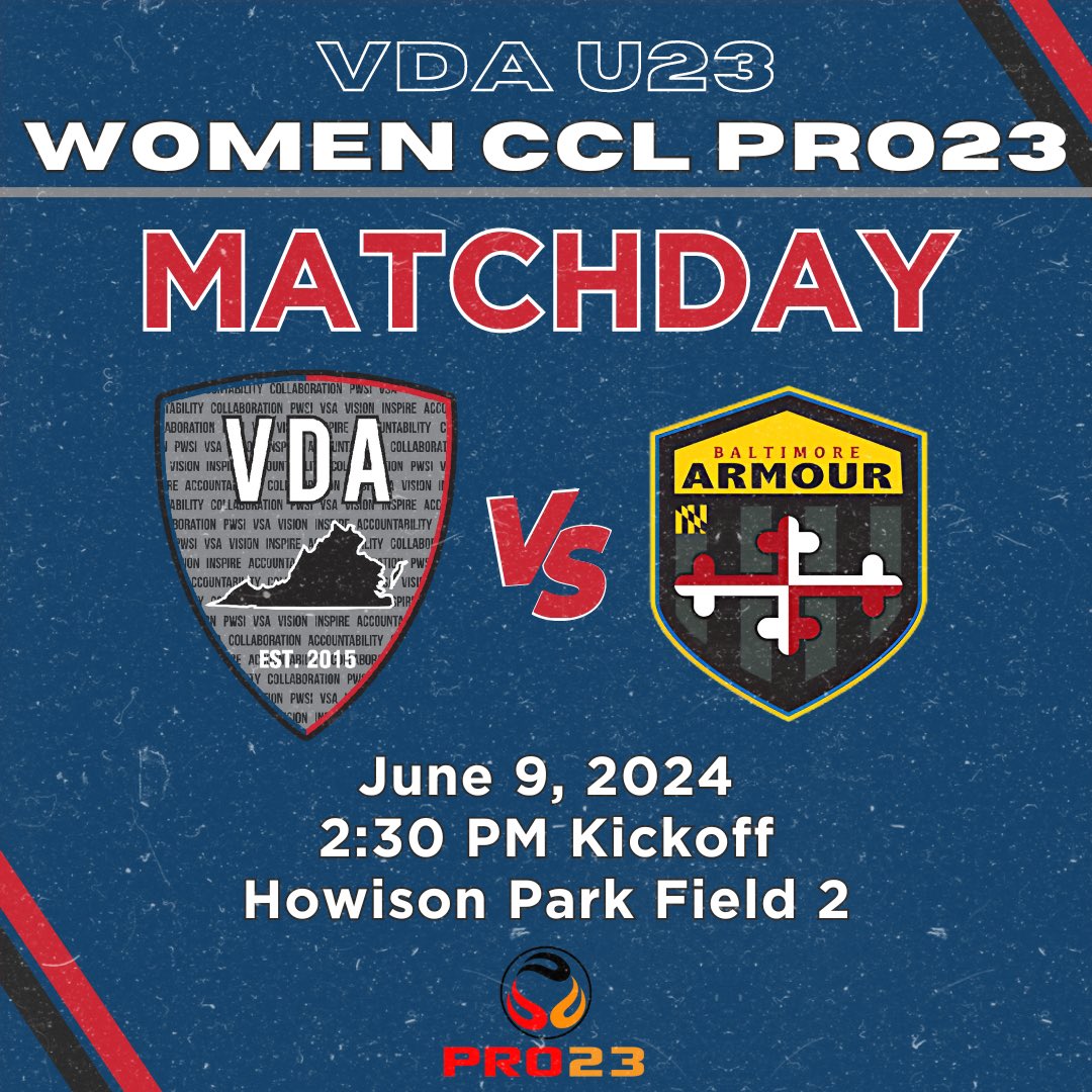 vdasoccer's tweet photo. CCL Pro23 Matchday!
Catch our u23 teams in action today! Our women’s team will be hosting Baltimore Armour at Howison Park. Our men’s team will be traveling to Stafford for their first match of the season.
#LetsGoVDA #Pro23 https://t.co/4pcDgVlGue