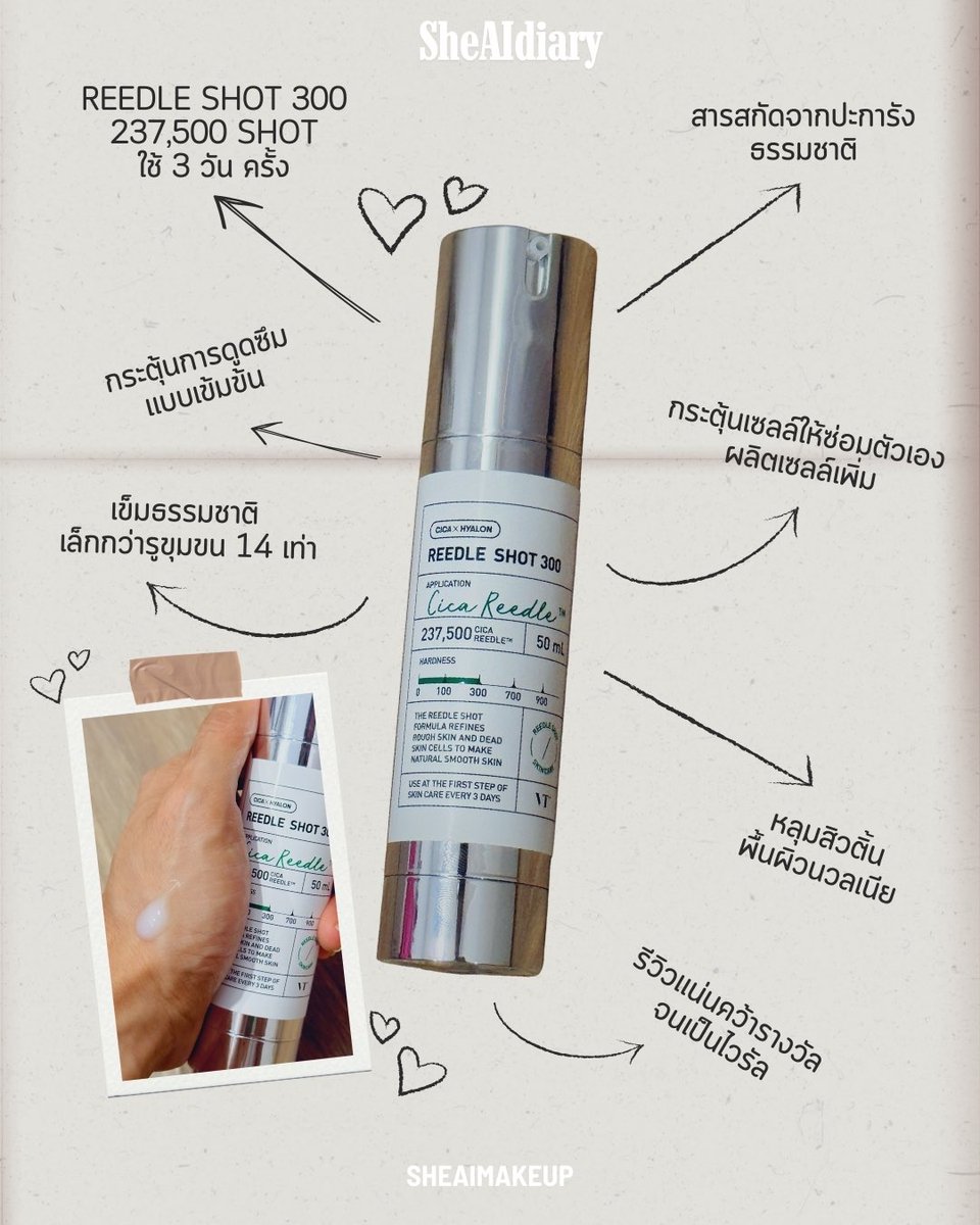 sheaimakeup's tweet photo. ล่าาาาสุด พีอัยย์ได้ลองซื้อVT COSMETICS Cica Reedle Shot 300 Essence ที่ช่วงนี้เค้าดังมากๆ ทั้งไอดอล บิวตี้บล็อคเกอร์เกาหลีรีวิวฉ่ำมาก
#sheaidiary📝 #sheaimakeup💕 #cicareedle300 #cicareedle #cicareedleshot https://t.co/J2lIBPCuFz
