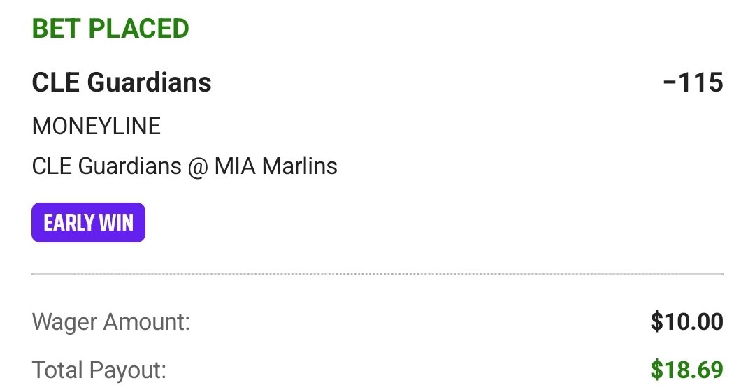 ChefBetLocks's tweet image. #DraftKings
Up 2 Early Win

#LFG Guardians -115

Guardians looked good last night. I think they got another one in them here today against the Marlins. 

#GamblingTwitter #GamblingX
#PrizePicks