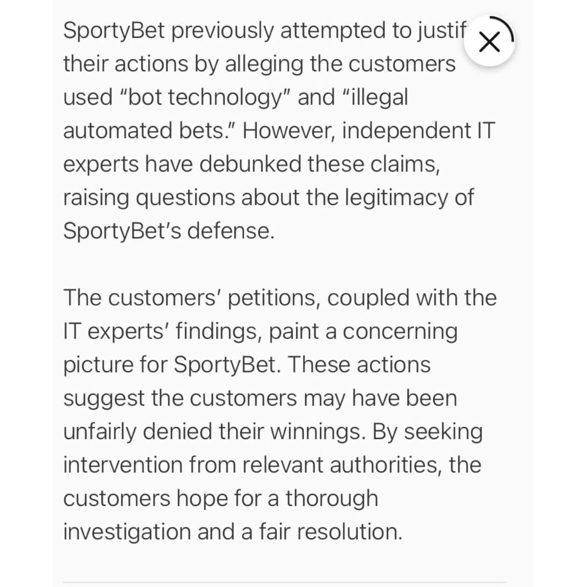 instablog9ja's tweet photo. Sportybet customers file petitions with EFCC, Special Fraยฅd Unit, Police Force Intelligence and Investigation Department over 950m unpaid winningsย
ย Over 100 Customers of the online sports betting platform, SportyBet, who were allegedly refused payment of their winnings totaling over N950m and access to their accounts, have taken strong action in response to the company's claims of fraยฅdulent activity.ย
This follows recent reports from IT experts who cast reasonable doubt on SportyBet's accusations.
Source: https://t.co/6iCBHpkNVO
