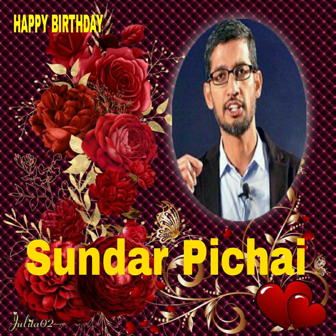 Parvathy567's tweet photo. Happy Birthday Sundar Pichai
#parvathyvasanthakunar
#happybirthdaysundarpichai
#hbdsundarpichai
#Google
#GoogleCEO
#AlphabetCEO
#sundarpichai https://t.co/S6JxS4YNEU