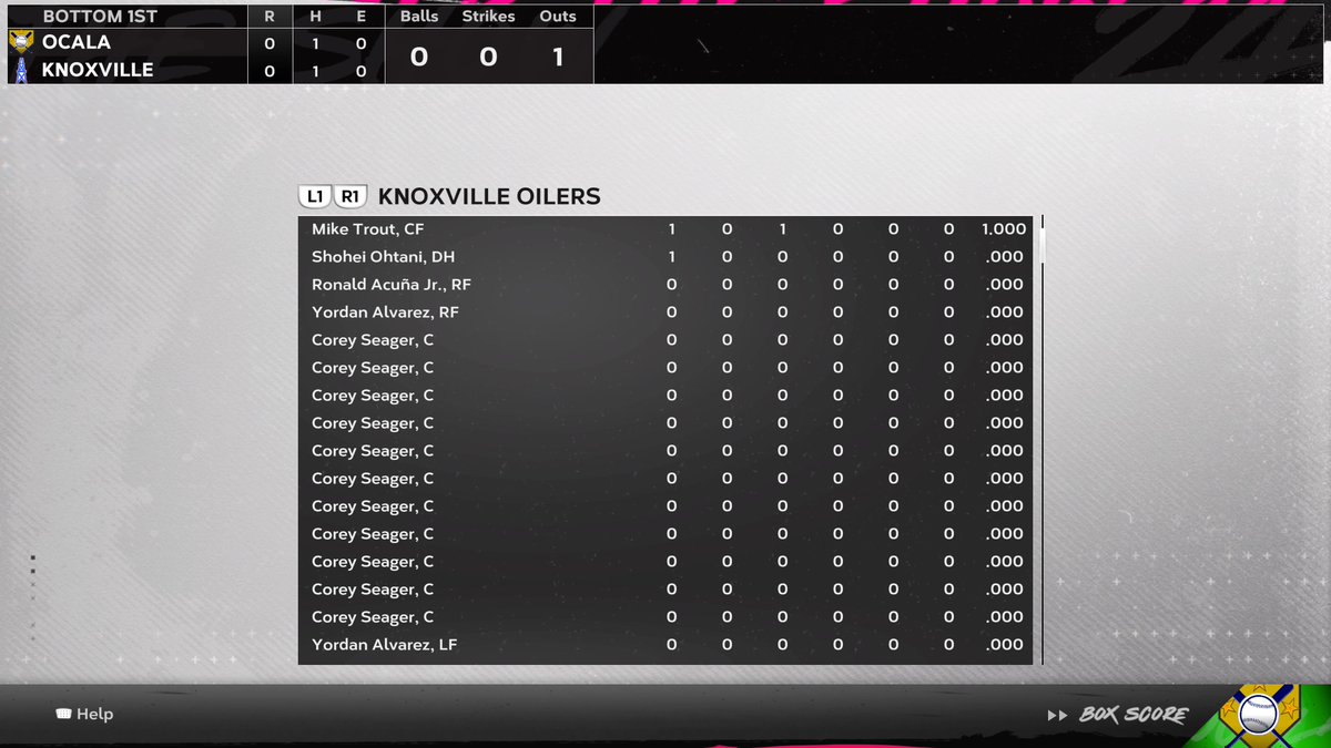 genghisjohn's tweet photo. hadnt played @MLBTheShow in weeks, figured I'd check out season 2 and immediately ran into a hacker.  Teleporting ball, game froze, he had the players in the box score a dozen times. https://t.co/TF37X5VJEf