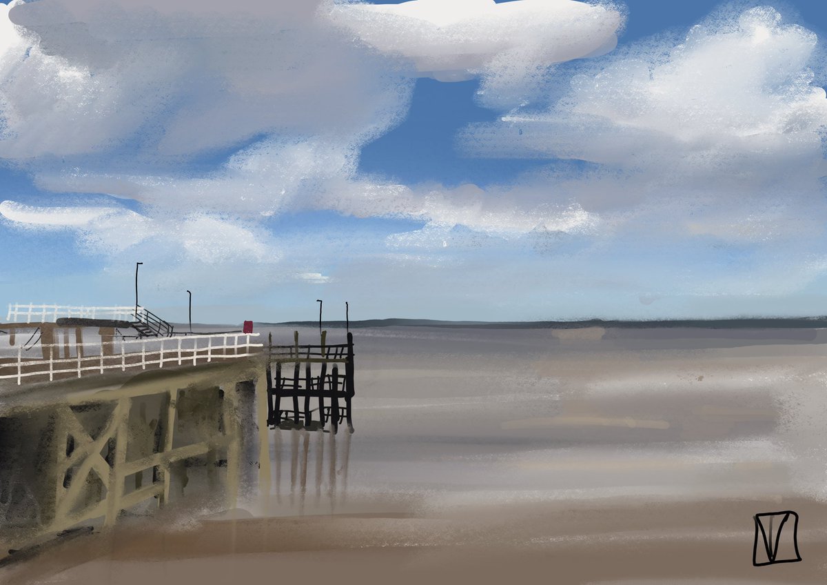 digihull's tweet image. Humber and pier #Hull #humber #landscapepainting #procreate