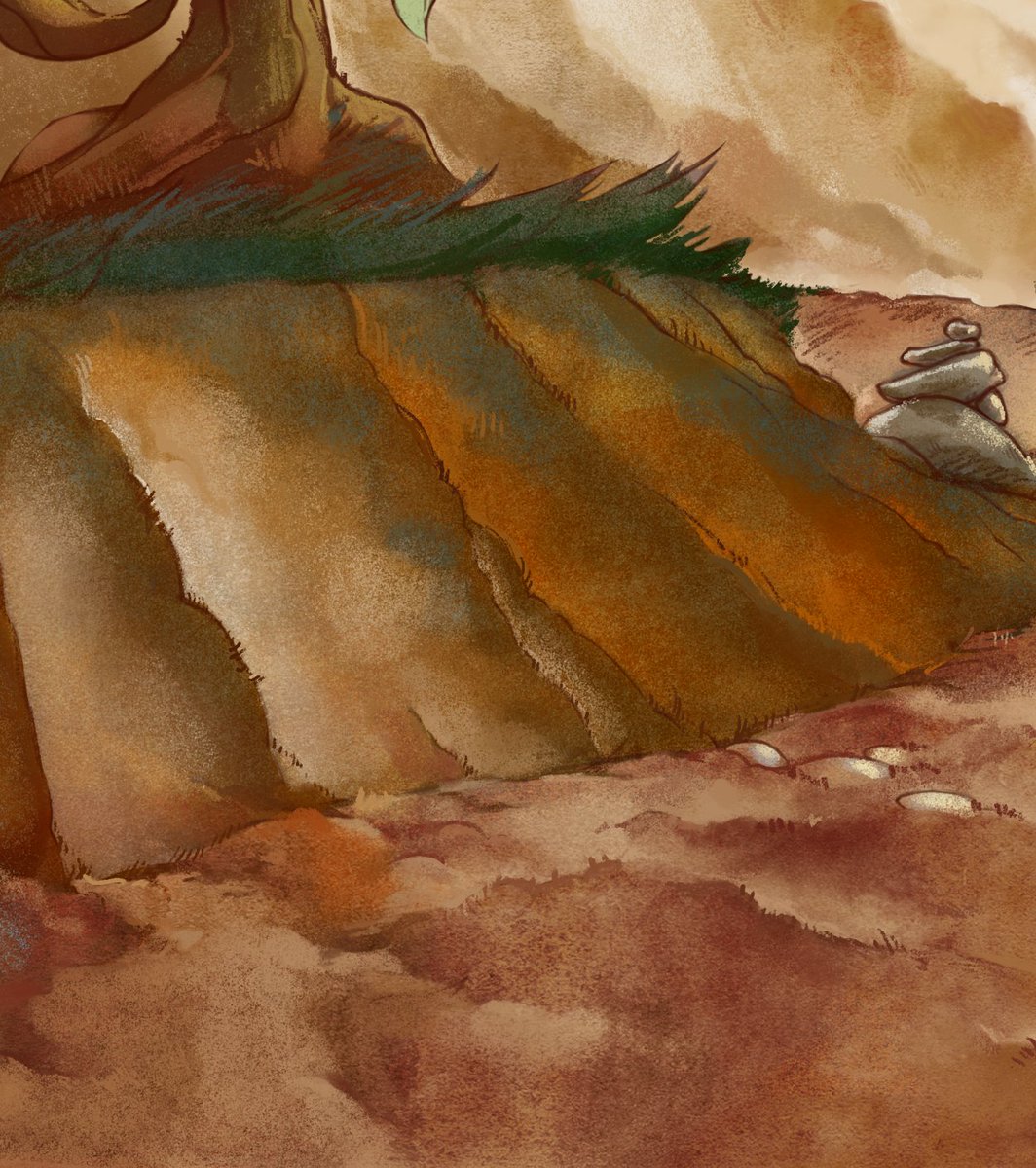 SabbothArt's tweet photo. I've been spending way too long rendering out this dirt road on this drawing I've been working on. https://t.co/miPy9bRbgy