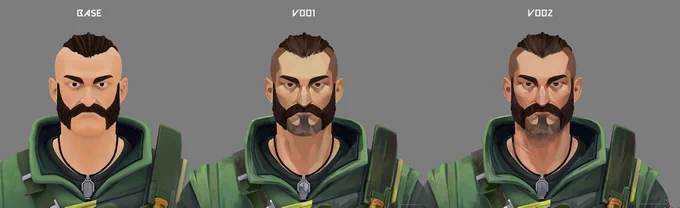 Progress on a character I painted textures for while I worked on Harbor's reveal cinematic. It's pretty cool to see how different the model looks while you're painting it. 