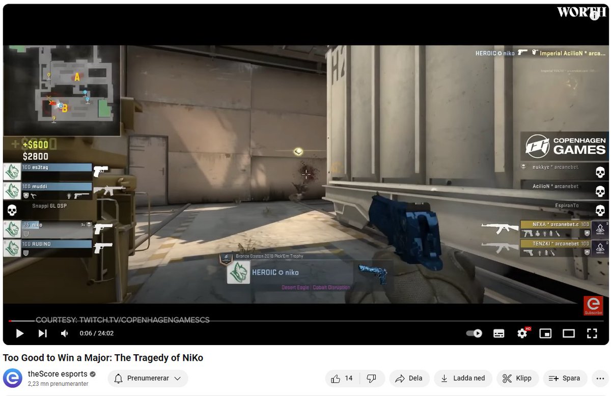 Nohte's tweet photo. Hey lads, if you're going to make a historical video on NiKo, maybe make sure it's the right one you're using in clips @theScoreesports https://t.co/vBn1maQWuo