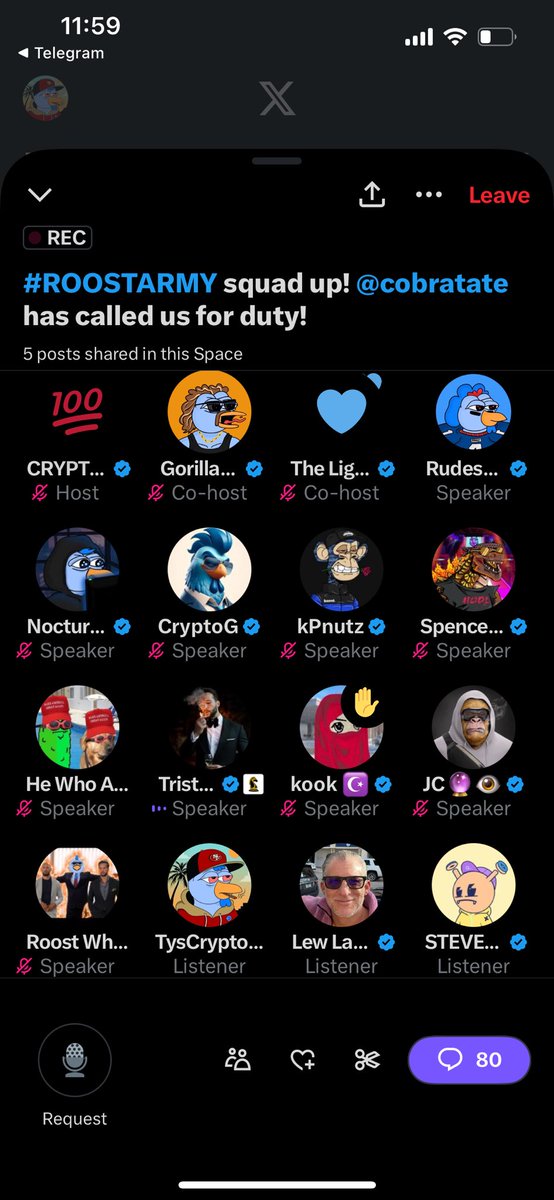 TysCryptoSphere's tweet photo. Absolutely ๐คฏ
Having the man himself @TateTheTalisman joining our space today and talking with the community
Join in and take a listen!! Some straight alpha being laid down
@RoostCoin @BigRoostCEO
#boosttheroost #roost #roostarmy https://t.co/wlzbkyhGiD