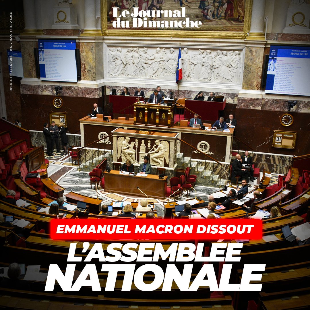 leJDD's tweet photo. 🔴 Emmanuel Macron dissout l'Assemblée nationale ! https://t.co/eyrmzgJ9La