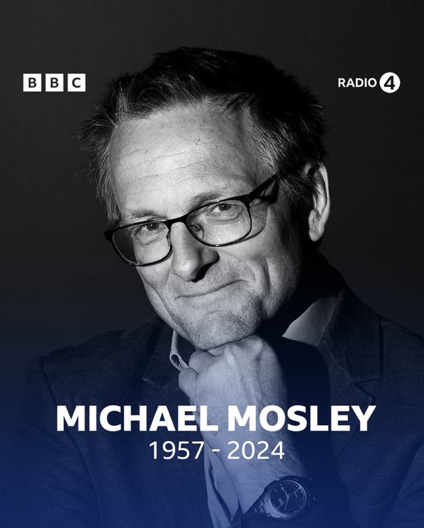 Terrible to learn of the death of the wonderful Michael Mosley. I was lucky enough to work with him for several years at the BBC: the effervescent curiosity, creativity and intense kindness was always there. My thoughts are with Clare and their children. RIP my friend.