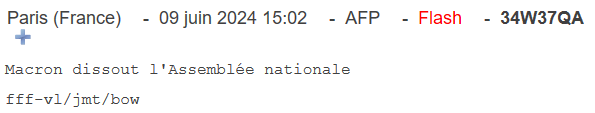 Le rare "flash", réservé aux infos les plus importantes, sur le fil de l'#AFP à l'instant, par <a href="/ffontemaggi/">Francesco Fontemaggi</a> et <a href="/TIERGARTENNY/">VALERIE LEROUX</a>