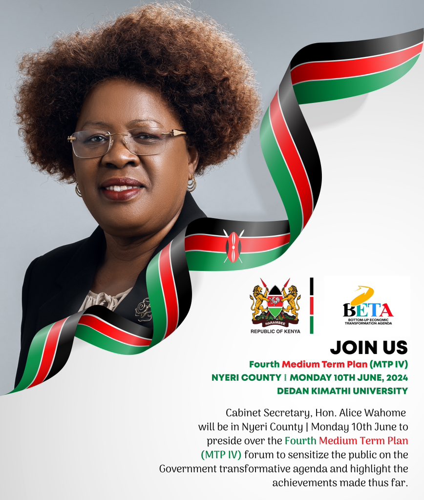 WahomeHon's tweet photo. Join us
Nyeri County | Monday 10th June, Dedan Kimathi University
#BETA
#transformativeagenda
#MTPIV https://t.co/OZqIDDWUKB