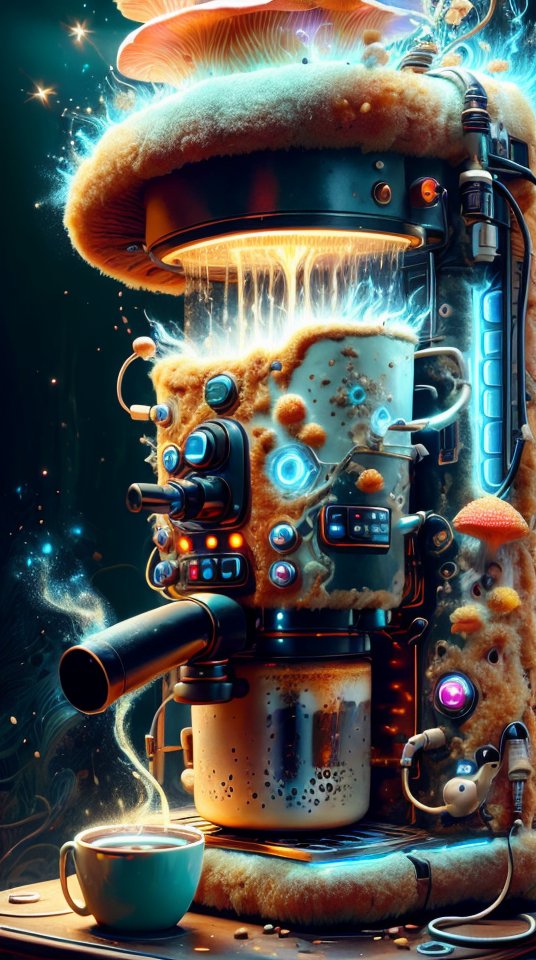 BadToxicAI's tweet photo. #MyceliumTech #scifi #Psychedelic #Mycelia #spongy #coffee #machine #coffeeMachine #LoRA #LoRAMyceliumTech #Auto1111 #StableDiffusion #safetensors #AIArt #AIFilter #AI #Kunst #art #lyriel v16 DPM++ 3M SDE Karras https://t.co/PJmVpQ8I8b