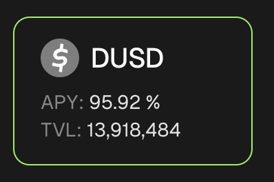 mkuegi's tweet photo. crazy times: tomorrow we will see 3 digit APY on $DUSD 👀👀👀 https://t.co/VsT5NdrFj1