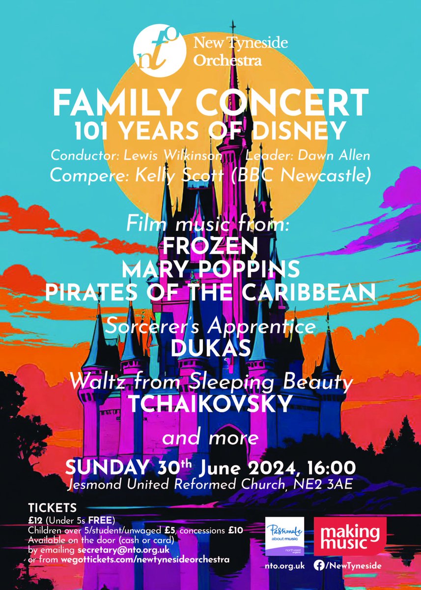 Come along and join the New Tyneside Orchestra, along with Lewis Wilkinson and Kelly Scott, for some Disney magic! Sunday 30th June 4pm at Jesmond United Reformed Church, tickets on the door or at wegottickets.com/event/621896 <a href="/wilkio1995/">Lewis Wilkinson</a> <a href="/KellyScottRadio/">Kelly Scott</a>
