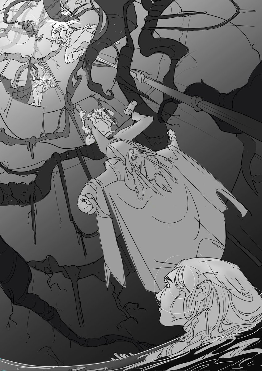 Julidi0t's tweet photo. Our dnd gang vs. some tree roots and  gravity. 
#dnd https://t.co/gAmVzonoJF