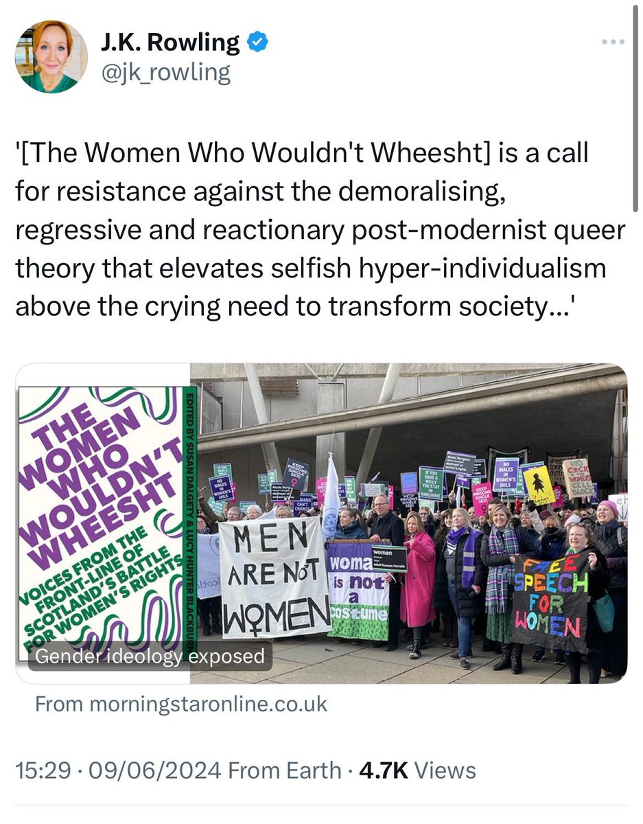mushycrouton's tweet photo. Hi @jk_rowling as a gay queer man I would like to remind you that nothing about being queer is a “theory”. You are no different to the homophobes from the 80s who whined about the “gay agenda”.

Your movement moved from “gay agenda” to “trans ideology” to “queer theory.” https://t.co/2DerFen0bb