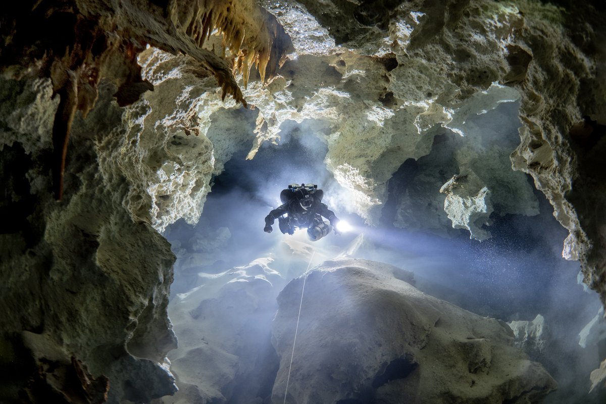 tstgeorge's tweet photo. Smoke on the water - cave exploration can mean a lot of silt and sedimentation.

#DIVEsBigShotCaves #AggressorAdventures @DiveMagazine https://t.co/8uSTlcsEre
