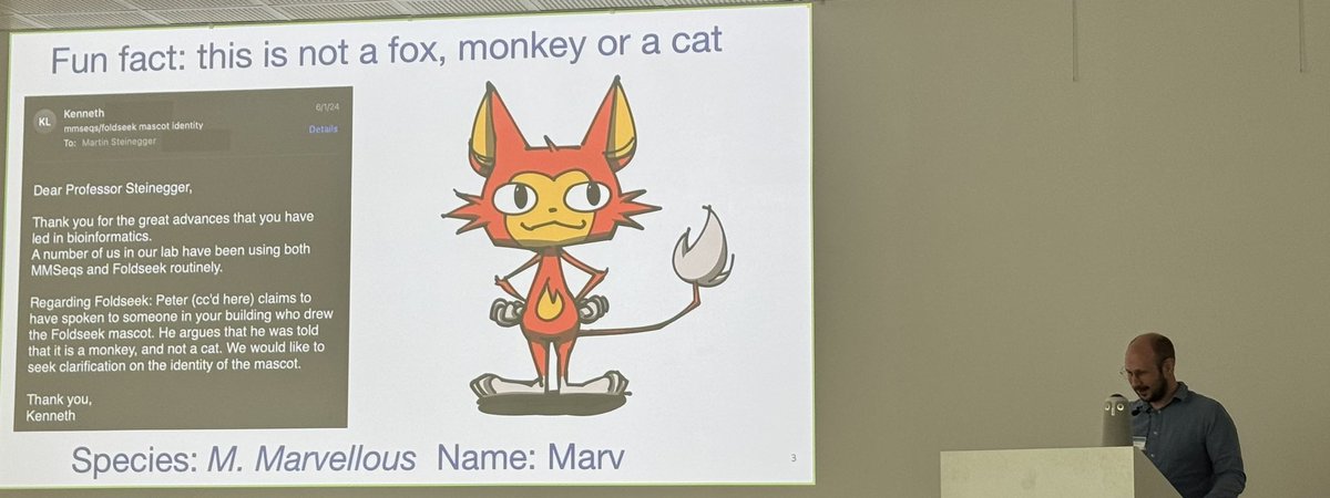 If you ever wondered about the identity of the colabfold/foldseek mascots, you are not the only one! Many thanks to @thesteinegger for providing explanations at the #EMBOmacromolecular course in Grenoble!