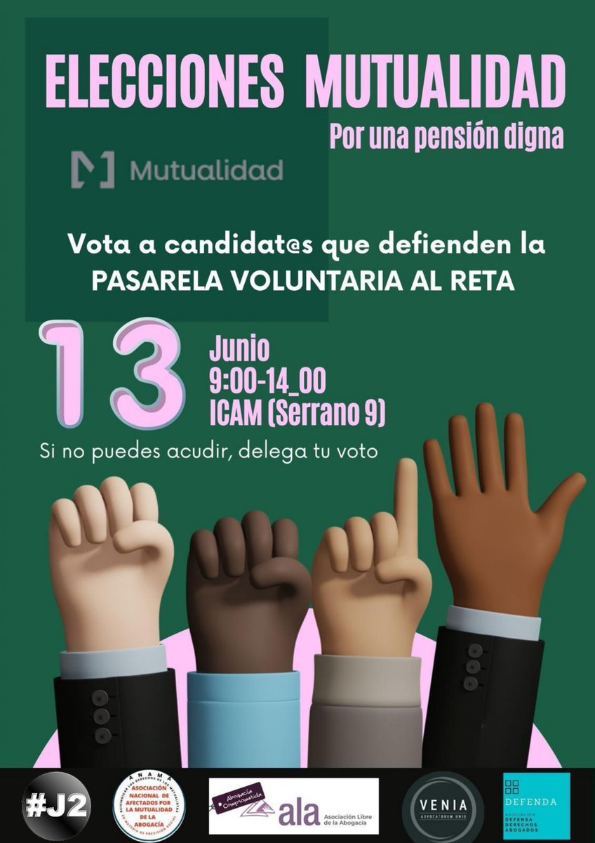 El día 13 tod@s a votar a candidat@s que defienden pasarela voluntaria al RETA, si no vas a poder acudir delega tu voto. <a href="/AlaAbog/">ALA</a> #AbogacíaComprometida