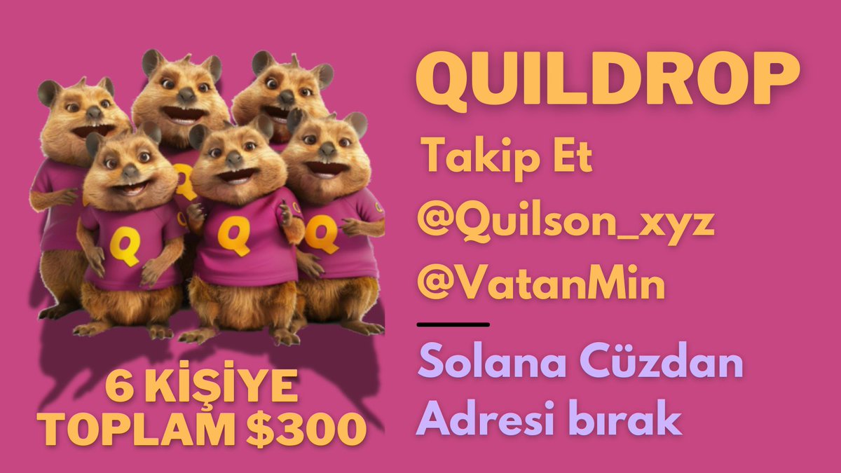 smurfypappa's tweet photo. $quil'den güzel kazandığımız yetmezmiş gibi sizler için airdrop ayarladım.

6 kişiye $50'lık $quil (Toplamda $300)

Şartlar da basit hem.
1. Solana cüzdan adresini yaz.
2. @Quilson_xyz ve @VatanMin takip et.

Süre 48 saat.
Hadi afiyet olsun.