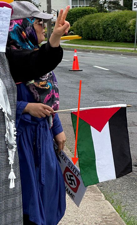 DrJacobsRad's tweet photo. Spotted today at the protest against the Walk With Israel.

Can we please stop pretending this isn't about antisemitism?

#cdnpoli #antisemitism #Toronto https://t.co/tMcAEL47T4
