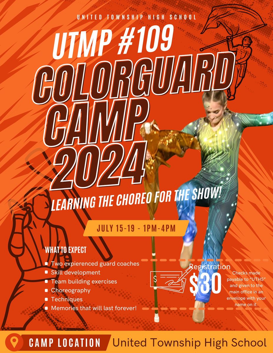 UTHSBands's tweet photo. Summer guard and percussion camp information!! https://t.co/Bnu2aa2UgC