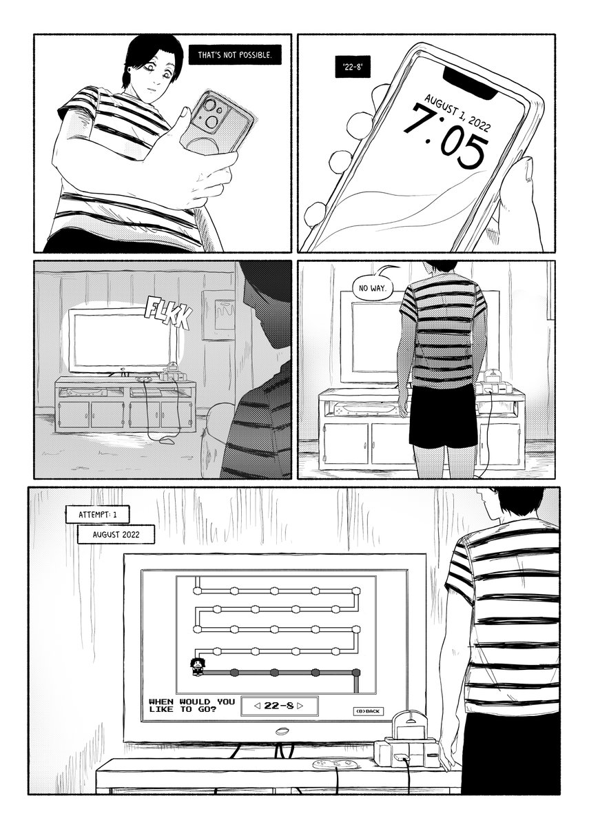 jakereevesart's tweet image. Ben, owns a video game store. One day while sorting through used games he discovers a strange old cartridge that lets him replay past points in his life. He replays it over and over..

Check out NewGame+ and 18 other stories @OneShotBooks  anthology, dream.exe!