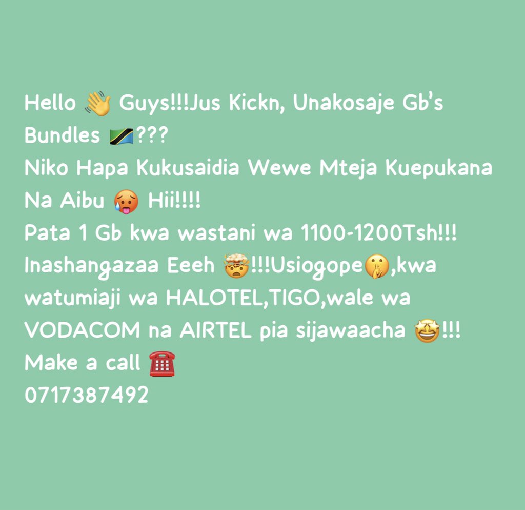KelvinLyimo20's tweet photo. @MsomiKhan18 Wale wa iphone 5 nao wanaruhusiwa kukomenti mkuu 😂!!!!

Msisahau kununua bundles jamani 🤩🤩
0717387492 🇹🇿🇹🇿🇹🇿!!!!! https://t.co/TMVw2sIhQl