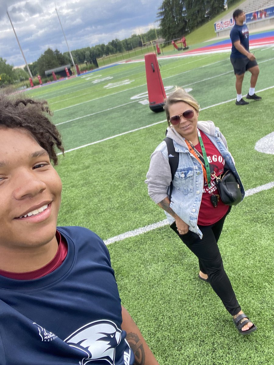Had a great time today at <a href="/svsu_football/">SVSU Football</a> prospect camp. Thank you for having me
@PrudhommeSVSU 
<a href="/BClay_9/">Coach Clayton</a> 
<a href="/CoachHarajly/">Jadd Harajly</a>