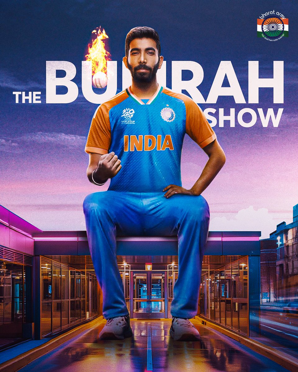 thebharatarmy's tweet photo. 🔥💪🏻 𝗡𝗲𝘃𝗲𝗿 𝘂𝗻𝗱𝗲𝗿𝗲𝘀𝘁𝗶𝗺𝗮𝘁𝗲 𝘁𝗵𝗲 𝗽𝗼𝘄𝗲𝗿 𝗼𝗳 𝗕𝘂𝗺𝗿𝗮𝗵!

😍 His fiery spell put the brakes on the Pakistan chase and secured a thrilling win!

📷 Getty • #JaspritBumrah #INDvPAK #INDvsPAK #T20WorldCup #BallaChalegaCupAaega #TeamIndia #BharatArmy #COTI🇮🇳 https://t.co/lOKpXQzpIg