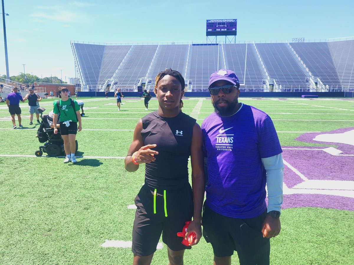 Kennethpeckjr4's tweet photo. Great camp put on by @TarletonState  and the coaches. I learned a lot and met great coaches @TarletonFB @beasley_coach https://t.co/HAzc11Jl3y